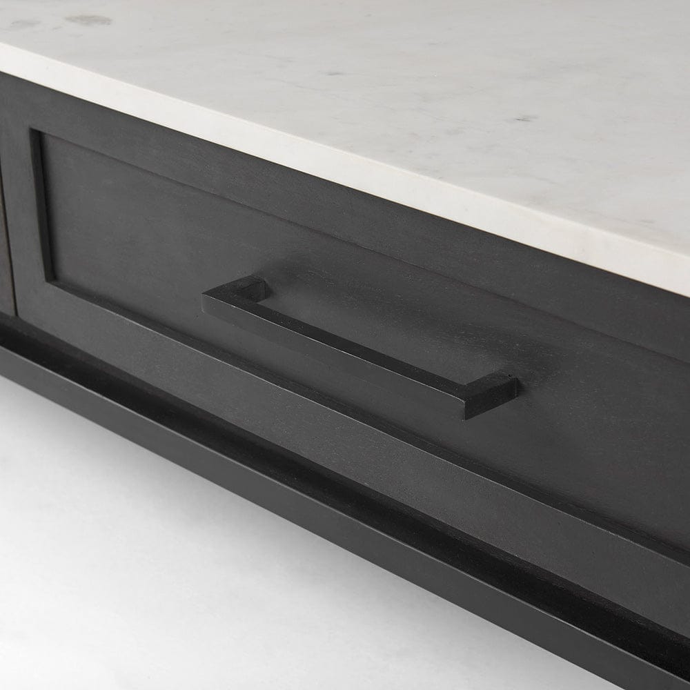 Mercana - Divina Black-Brown Wood w/ White Marble Top and Black Metal Base Coffee Table - 69238-AB view 7
