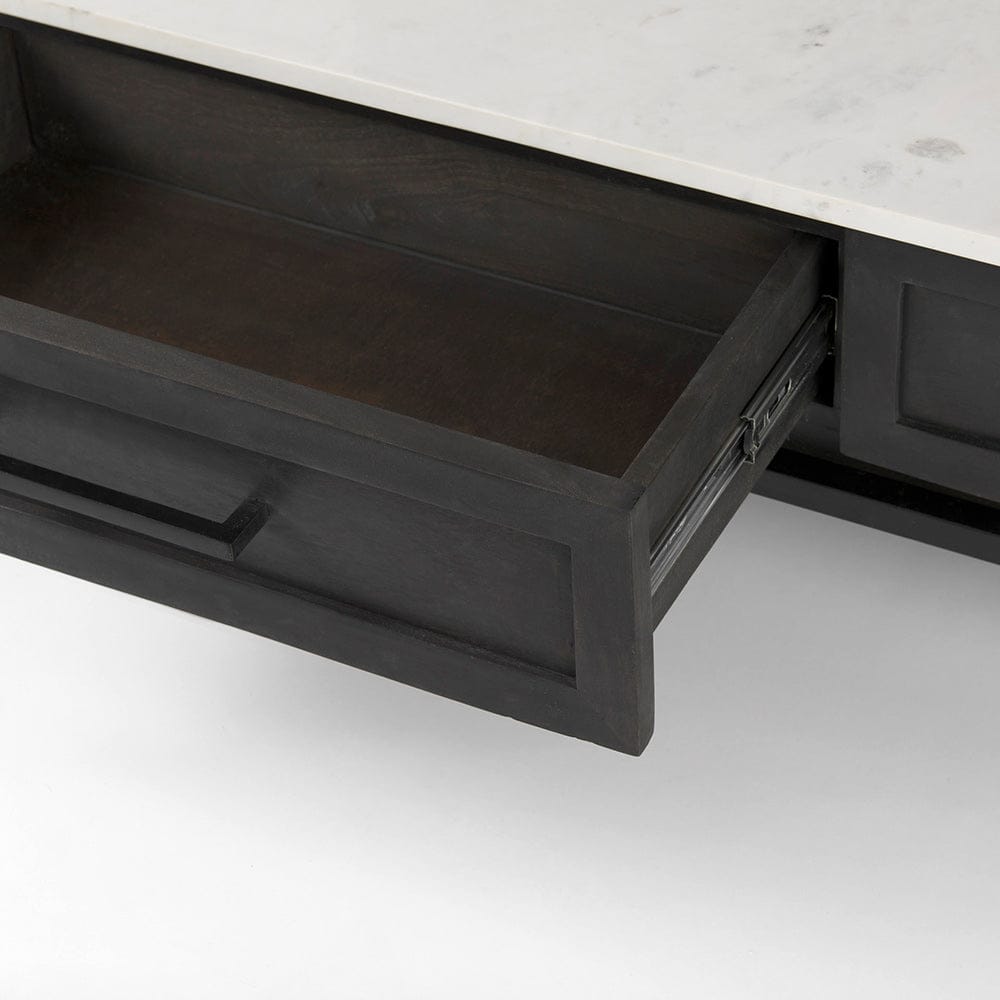 Mercana - Divina Black-Brown Wood w/ White Marble Top and Black Metal Base Coffee Table - 69238-AB view 8