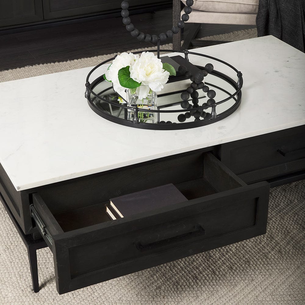 Mercana - Divina Black-Brown Wood w/ White Marble Top and Black Metal Base Coffee Table - 69238-AB view 14