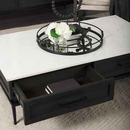 Mercana - Divina Black-Brown Wood w/ White Marble Top and Black Metal Base Coffee Table - 69238-AB view 14