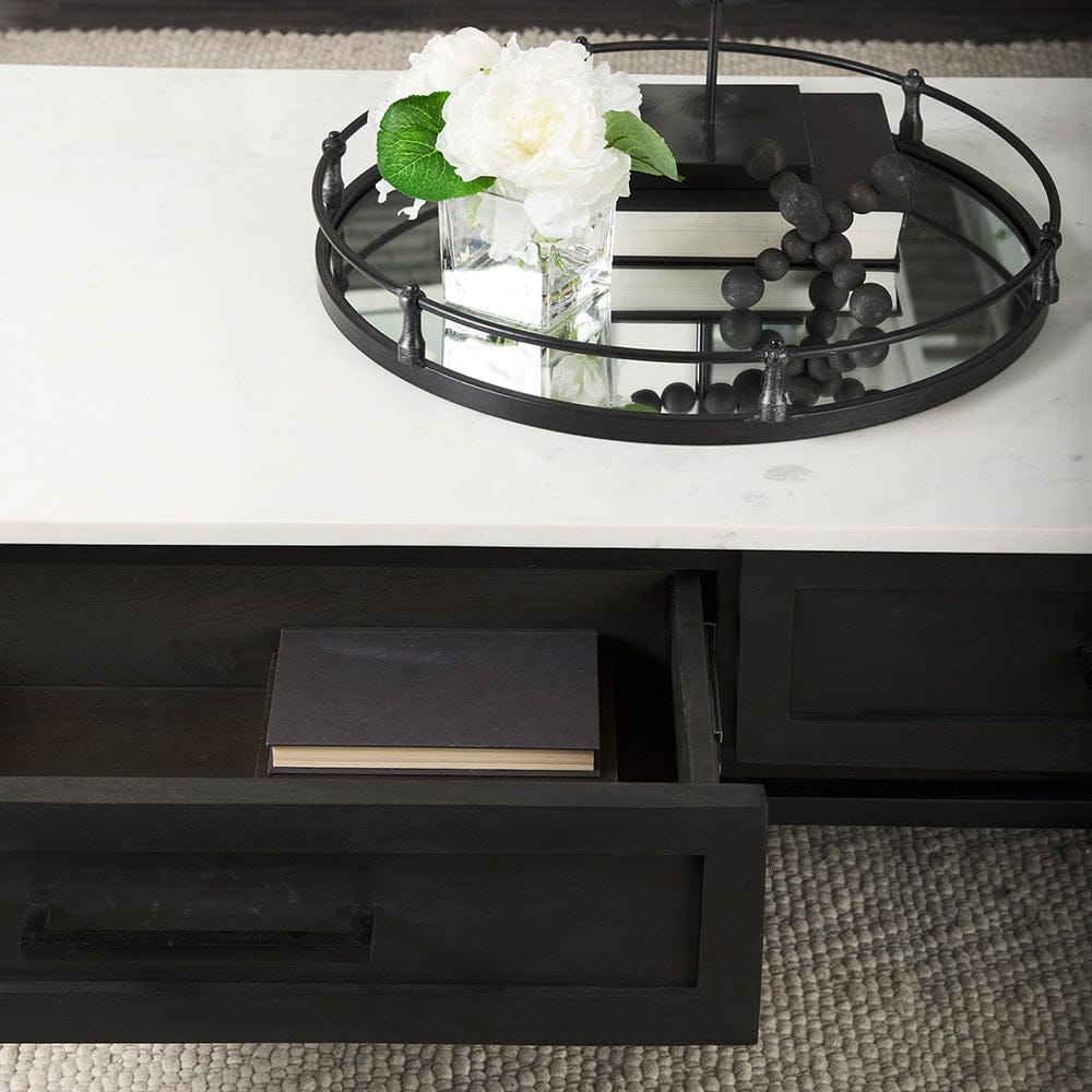 Mercana - Divina Black-Brown Wood w/ White Marble Top and Black Metal Base Coffee Table - 69238-AB view 15