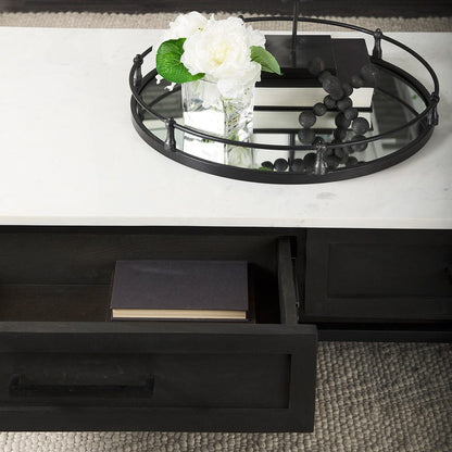 Mercana - Divina Black-Brown Wood w/ White Marble Top and Black Metal Base Coffee Table - 69238-AB view 15