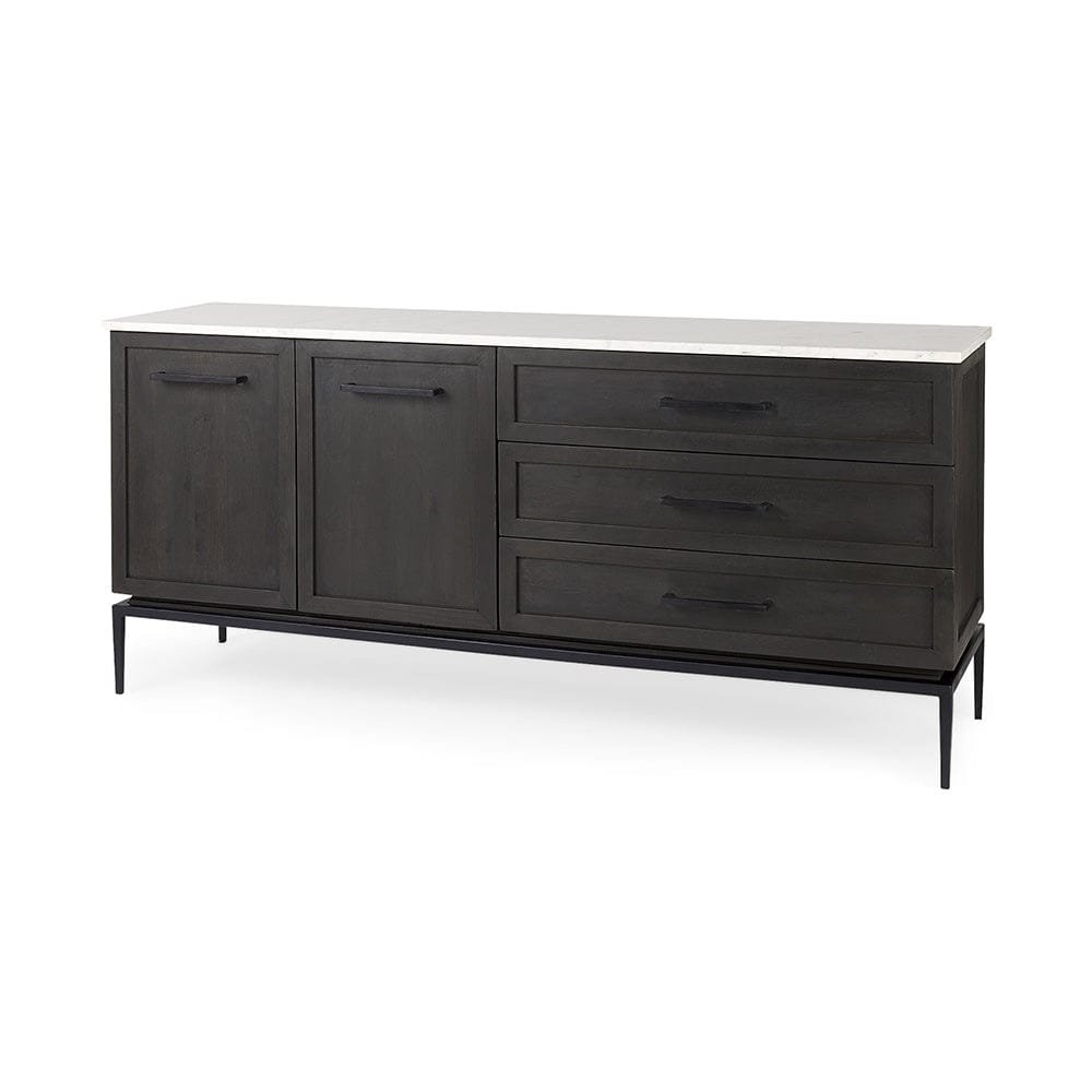 Mercana - Divina Black-Brown Wood w/ White Marble Top and Black Metal Base Sideboard - 69208-AB view 1