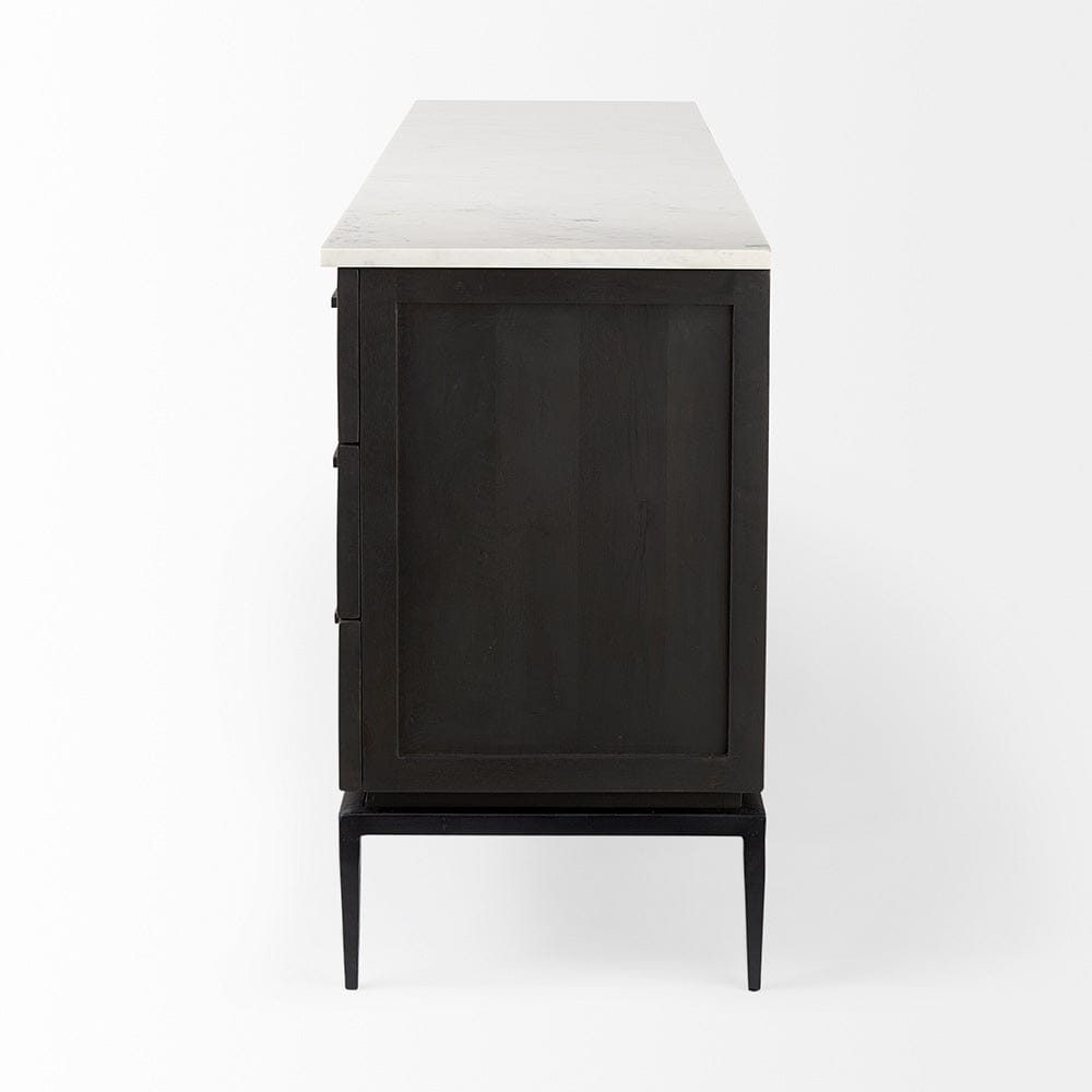 Mercana - Divina Black-Brown Wood w/ White Marble Top and Black Metal Base Sideboard - 69208-AB view 3