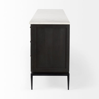 Mercana - Divina Black-Brown Wood w/ White Marble Top and Black Metal Base Sideboard - 69208-AB view 3