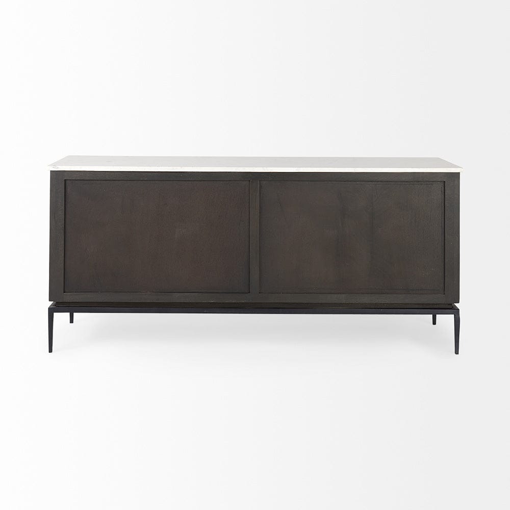 Mercana - Divina Black-Brown Wood w/ White Marble Top and Black Metal Base Sideboard - 69208-AB view 4