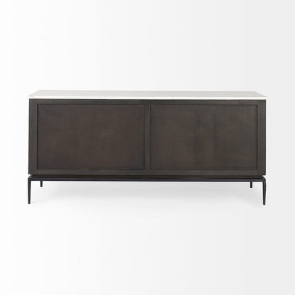 Mercana - Divina Black-Brown Wood w/ White Marble Top and Black Metal Base Sideboard - 69208-AB view 4
