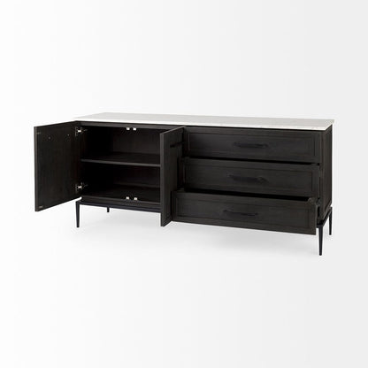 Mercana - Divina Black-Brown Wood w/ White Marble Top and Black Metal Base Sideboard - 69208-AB view 5