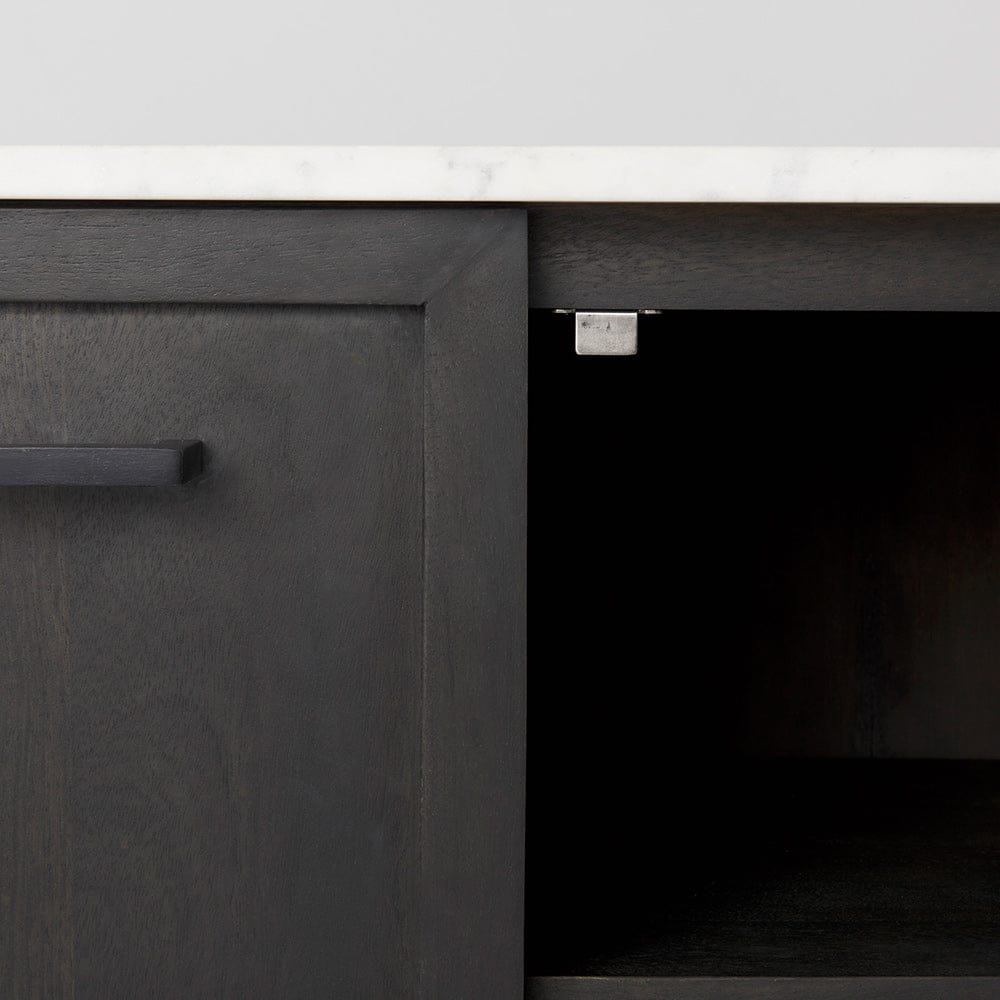 Mercana - Divina Black-Brown Wood w/ White Marble Top and Black Metal Base Sideboard - 69208-AB view 9