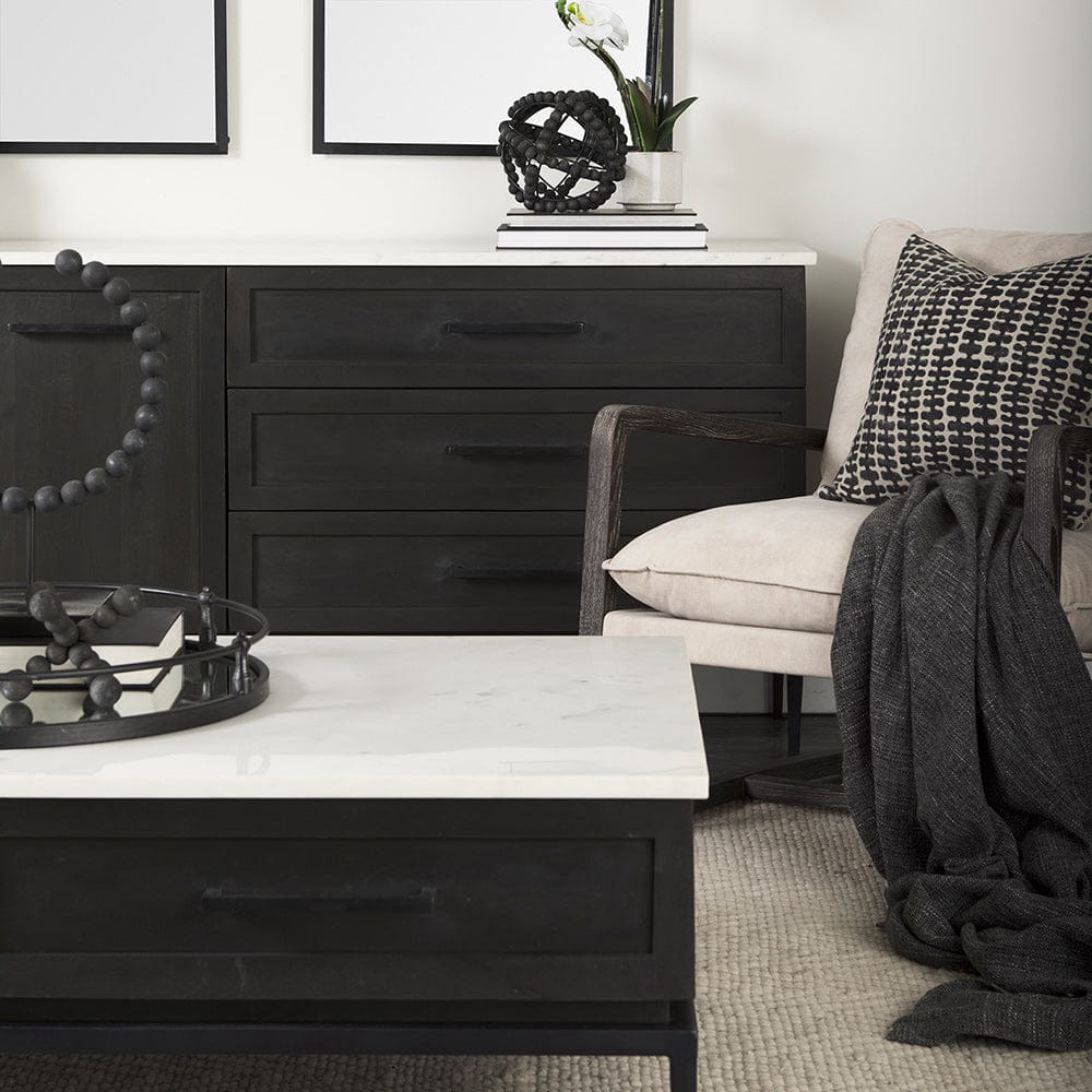 Mercana - Divina Black-Brown Wood w/ White Marble Top and Black Metal Base Sideboard - 69208-AB view 13