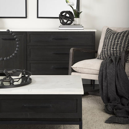 Mercana - Divina Black-Brown Wood w/ White Marble Top and Black Metal Base Sideboard - 69208-AB view 13