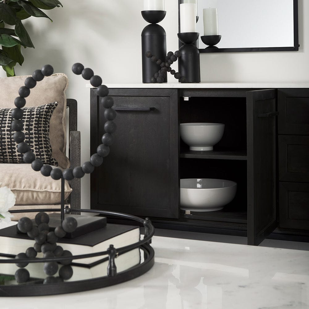 Mercana - Divina Black-Brown Wood w/ White Marble Top and Black Metal Base Sideboard - 69208-AB view 14
