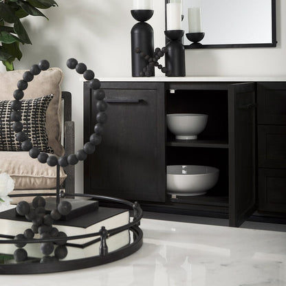 Mercana - Divina Black-Brown Wood w/ White Marble Top and Black Metal Base Sideboard - 69208-AB view 14