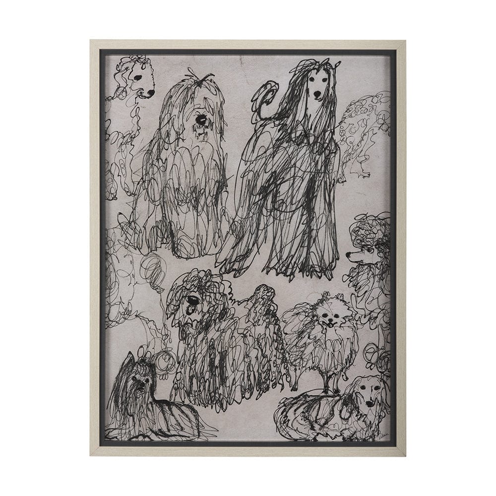 Mercana - Dog Sketches by Mercana Studio a Hand Embellished Textured Framed Art Print Matted under Glass - 14849 view 1