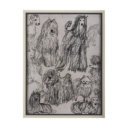 Mercana - Dog Sketches by Mercana Studio a Hand Embellished Textured Framed Art Print Matted under Glass - 14849 view 1