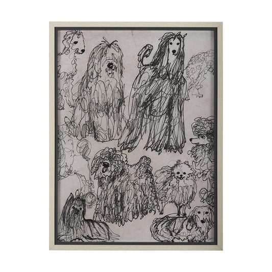 Mercana - Dog Sketches by Mercana Studio a Hand Embellished Textured Framed Art Print Matted under Glass - 14849 view 1