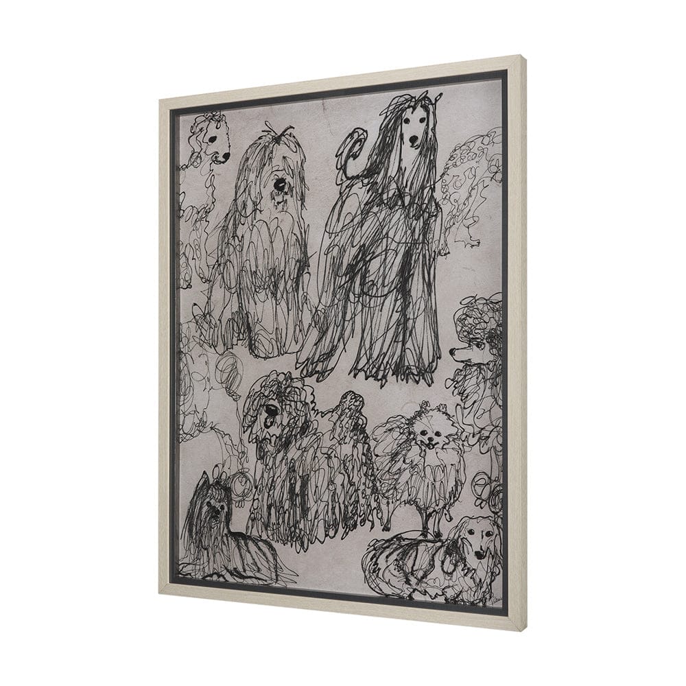 Mercana - Dog Sketches by Mercana Studio a Hand Embellished Textured Framed Art Print Matted under Glass - 14849 view 2