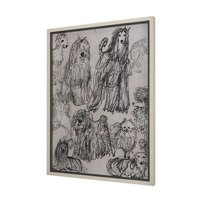 Mercana - Dog Sketches by Mercana Studio a Hand Embellished Textured Framed Art Print Matted under Glass - 14849 view 2