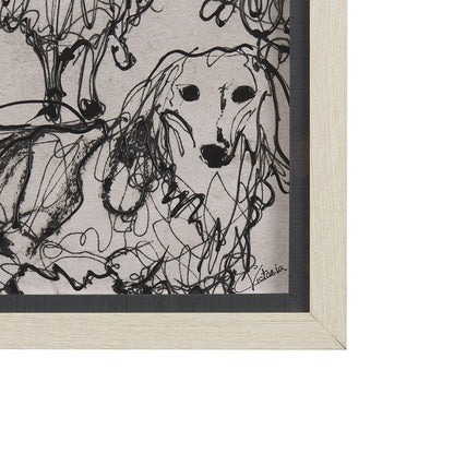 Mercana - Dog Sketches by Mercana Studio a Hand Embellished Textured Framed Art Print Matted under Glass - 14849 view 3