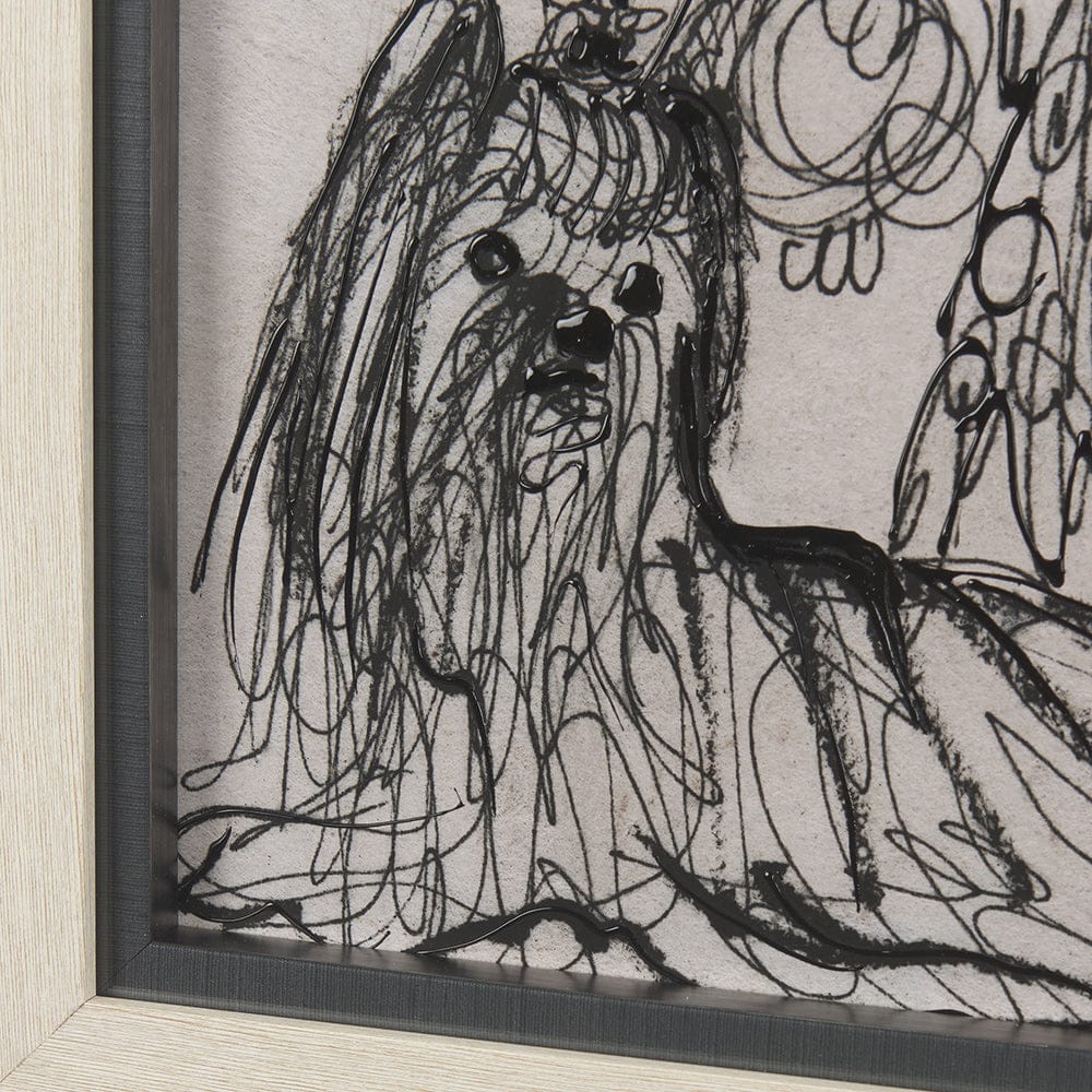 Mercana - Dog Sketches by Mercana Studio a Hand Embellished Textured Framed Art Print Matted under Glass - 14849 view 5