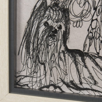Mercana - Dog Sketches by Mercana Studio a Hand Embellished Textured Framed Art Print Matted under Glass - 14849 view 5