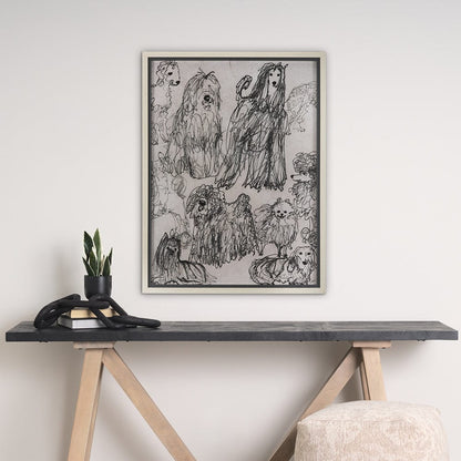Mercana - Dog Sketches by Mercana Studio a Hand Embellished Textured Framed Art Print Matted under Glass - 14849 view 8