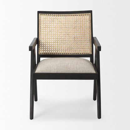 Mercana - Donna Black Wood Cane-Back w/ Beige Upholstered Seat Accent Chair - 69991_CLOSEOUT view 2