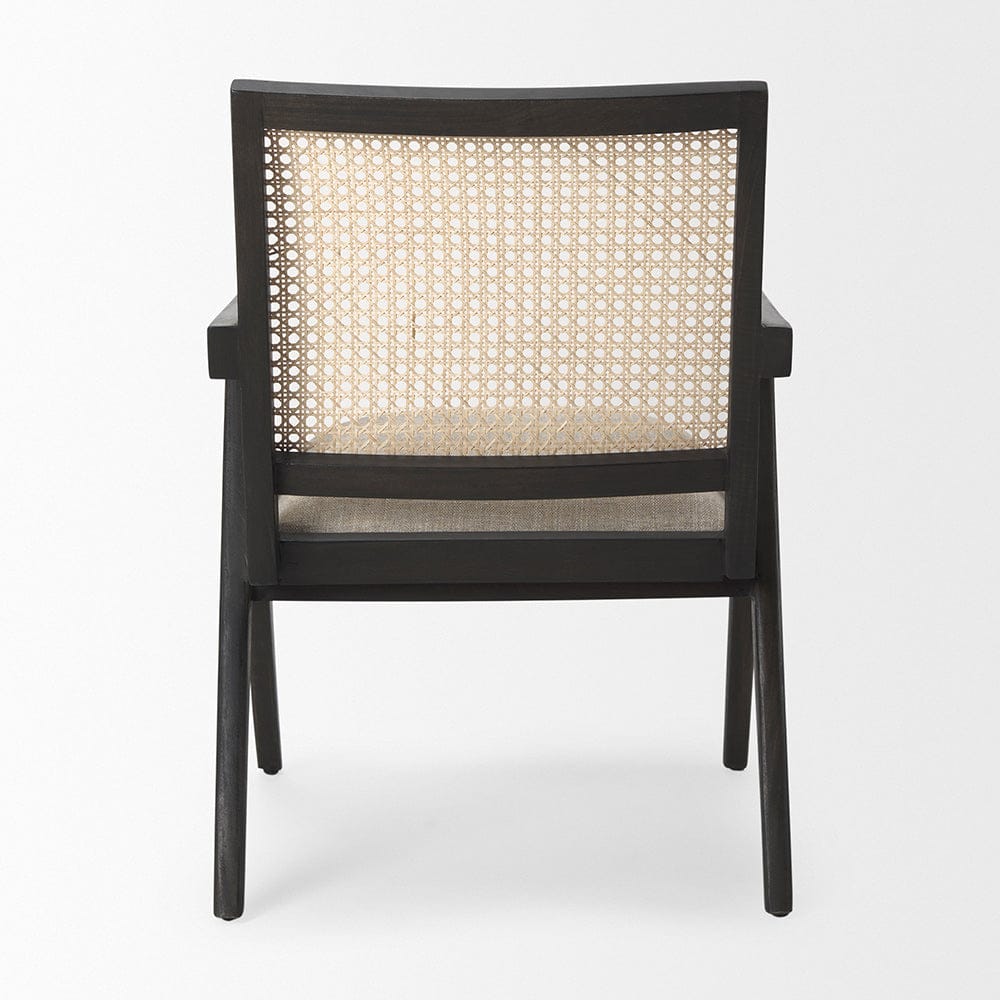 Mercana - Donna Black Wood Cane-Back w/ Beige Upholstered Seat Accent Chair - 69991_CLOSEOUT view 4