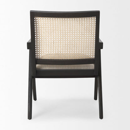 Mercana - Donna Black Wood Cane-Back w/ Beige Upholstered Seat Accent Chair - 69991_CLOSEOUT view 4