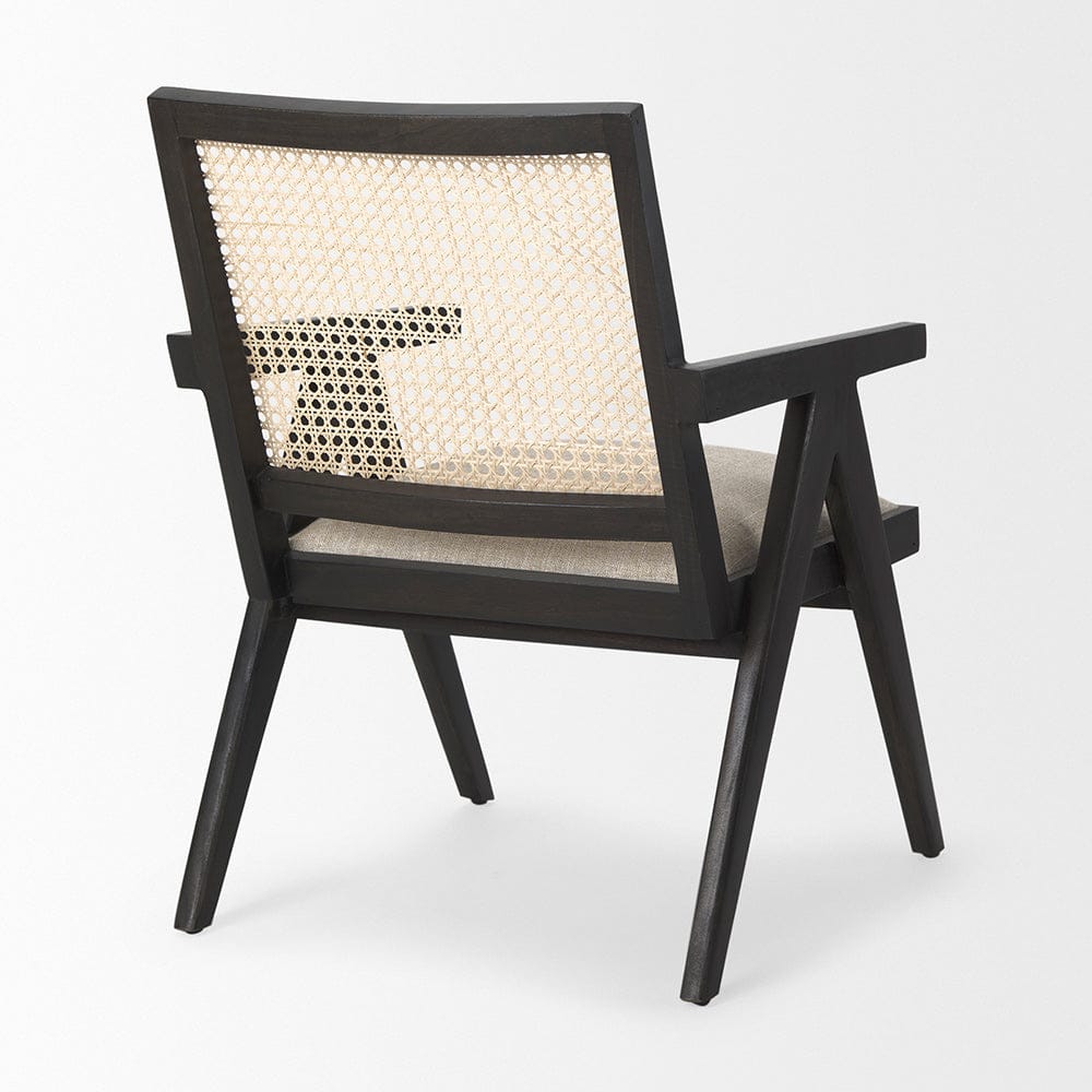 Mercana - Donna Black Wood Cane-Back w/ Beige Upholstered Seat Accent Chair - 69991_CLOSEOUT view 5