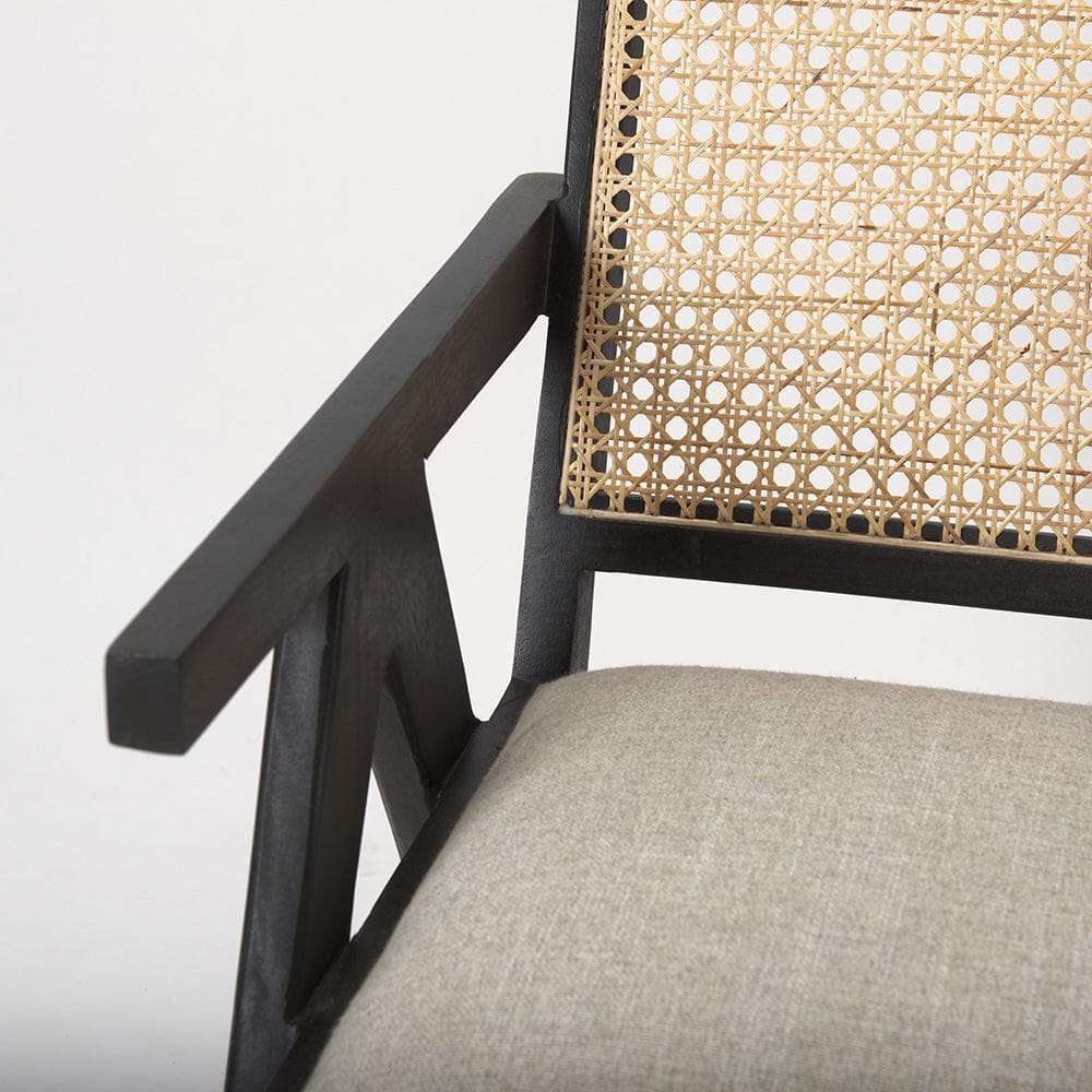 Mercana - Donna Black Wood Cane-Back w/ Beige Upholstered Seat Accent Chair - 69991_CLOSEOUT view 8
