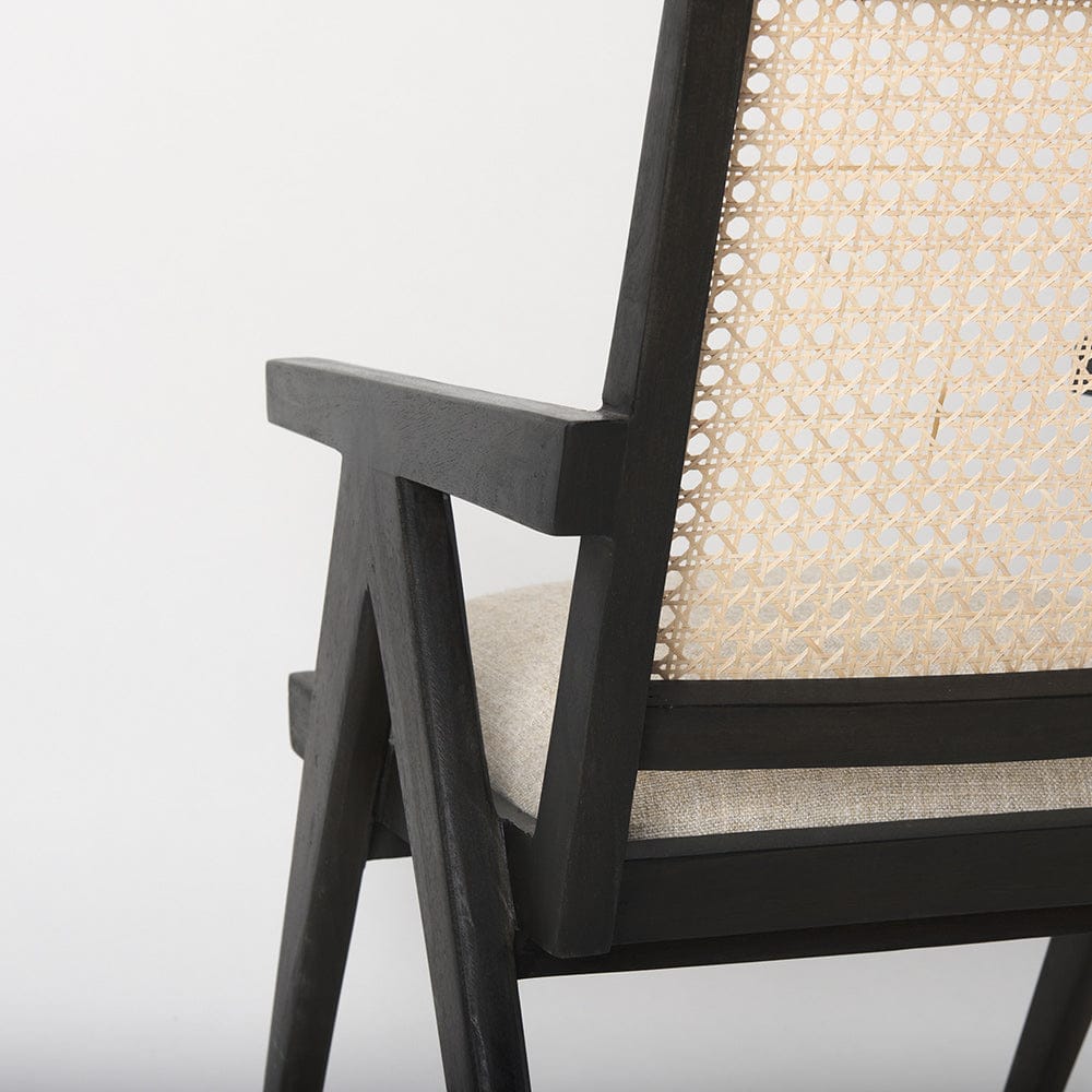 Mercana - Donna Black Wood Cane-Back w/ Beige Upholstered Seat Accent Chair - 69991_CLOSEOUT view 9