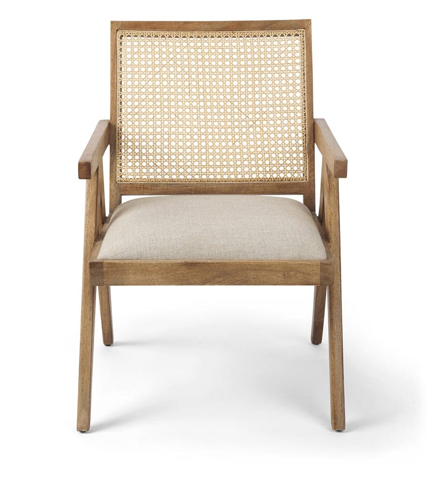 Mercana - Donna Light Brown Wood Cane-Back w/ Beige Upholstered Seat Accent Chair - 69933_CLOSEOUT view 2