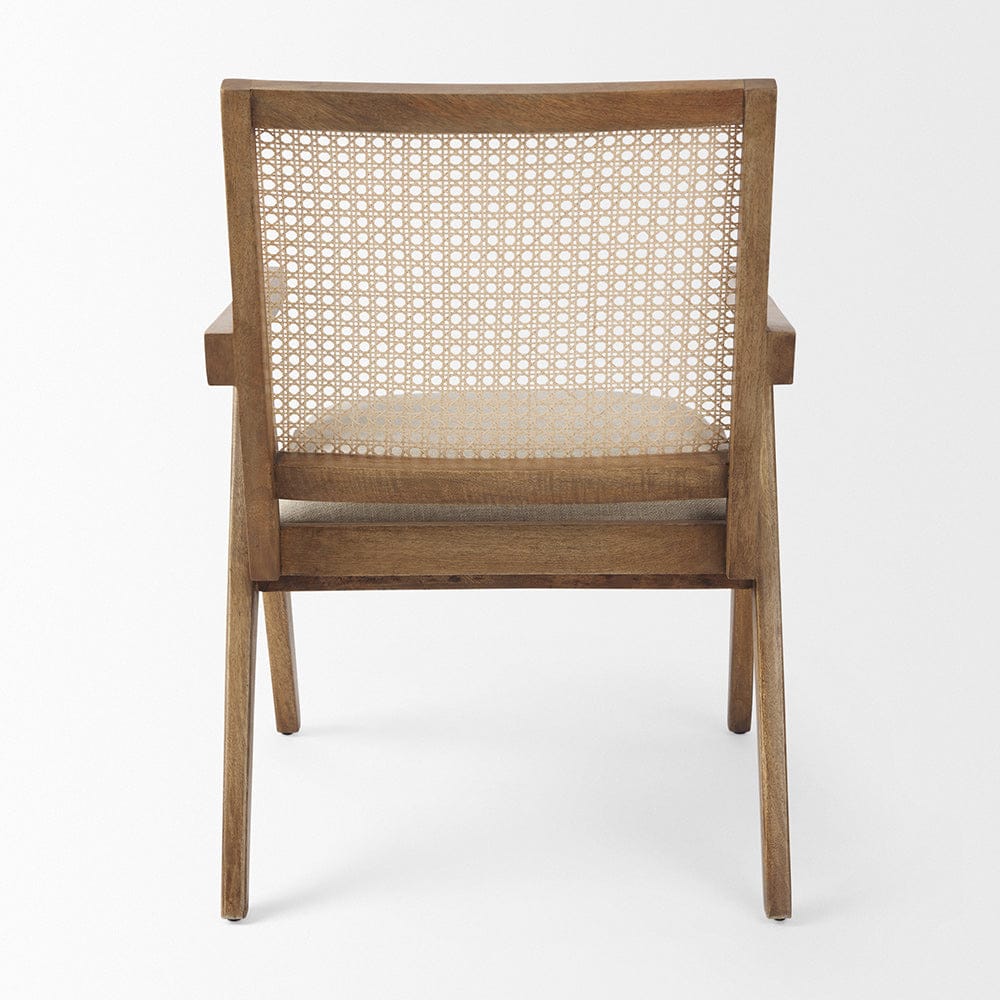 Mercana - Donna Light Brown Wood Cane-Back w/ Beige Upholstered Seat Accent Chair - 69933_CLOSEOUT view 4