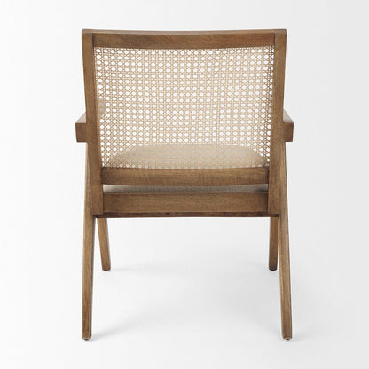 Mercana - Donna Light Brown Wood Cane-Back w/ Beige Upholstered Seat Accent Chair - 69933_CLOSEOUT view 4
