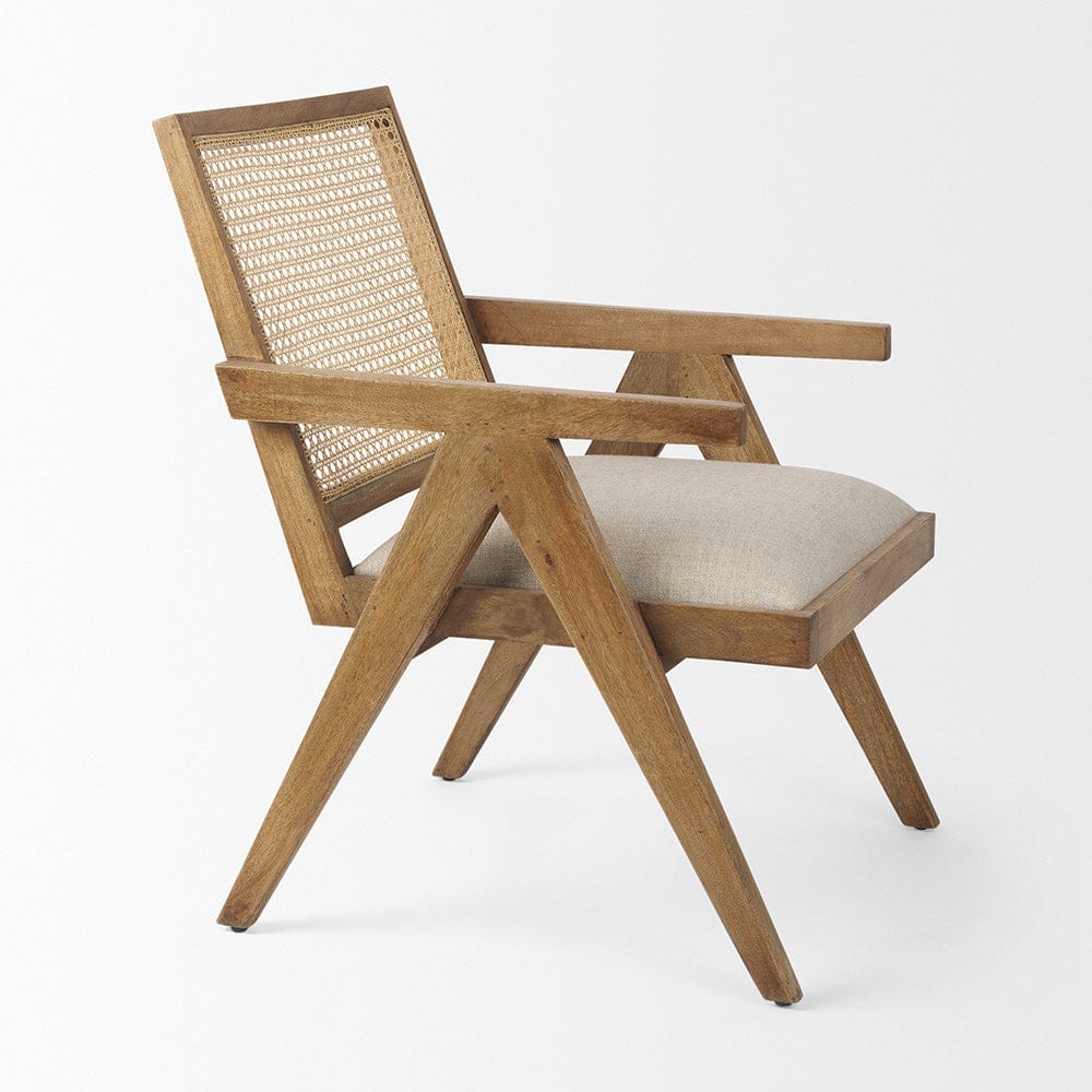 Mercana - Donna Light Brown Wood Cane-Back w/ Beige Upholstered Seat Accent Chair - 69933_CLOSEOUT view 6