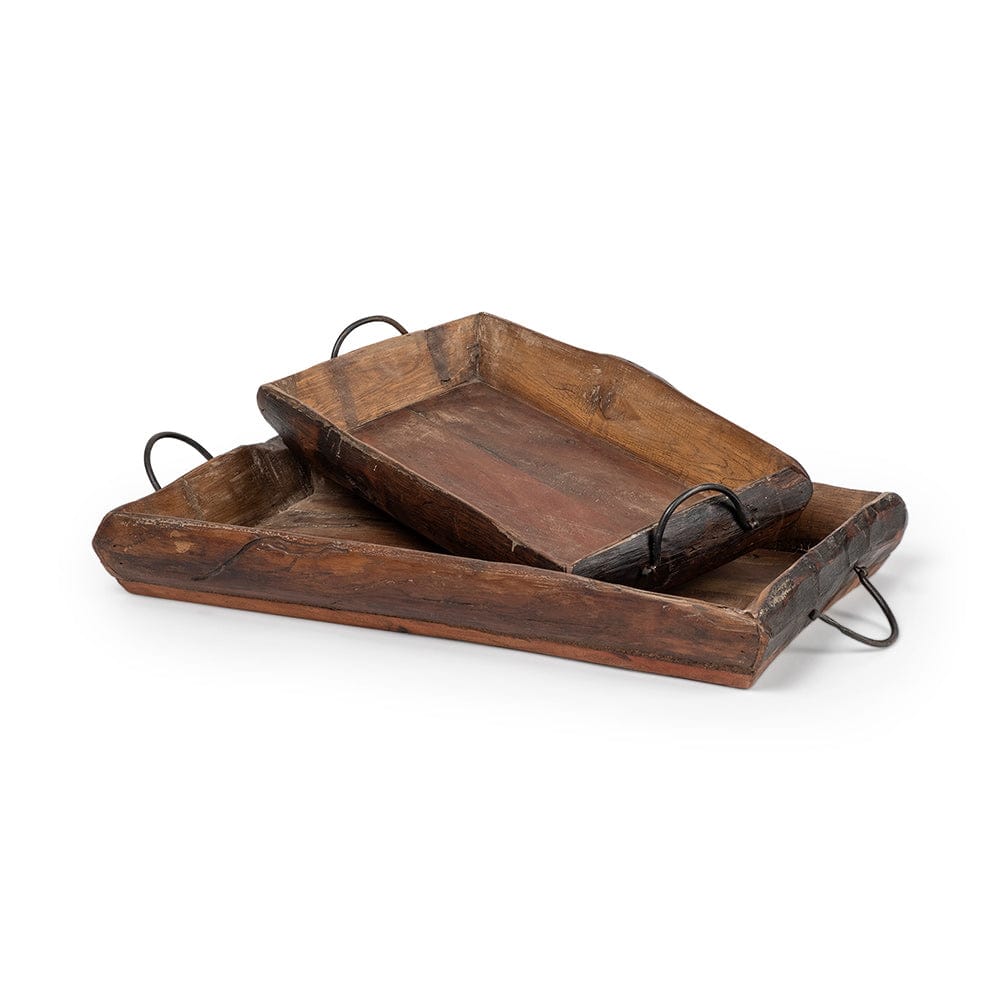 Mercana - Durone Brown Wooden Live Edge Serving Trays (Set of 2) - 68149 view 1