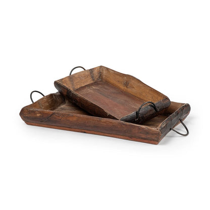 Mercana - Durone Brown Wooden Live Edge Serving Trays (Set of 2) - 68149 view 1