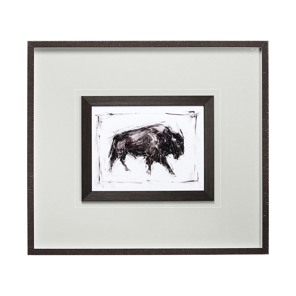 Mercana - Dynamic Bison I by Ethan Harper a Hand Embellished Textured Framed Art Print Matted under Glass - 13083 view 1