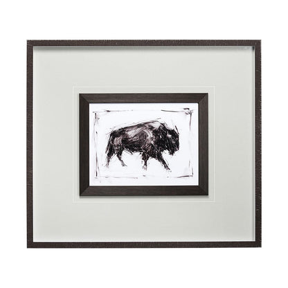 Mercana - Dynamic Bison I by Ethan Harper a Hand Embellished Textured Framed Art Print Matted under Glass - 13083 view 1