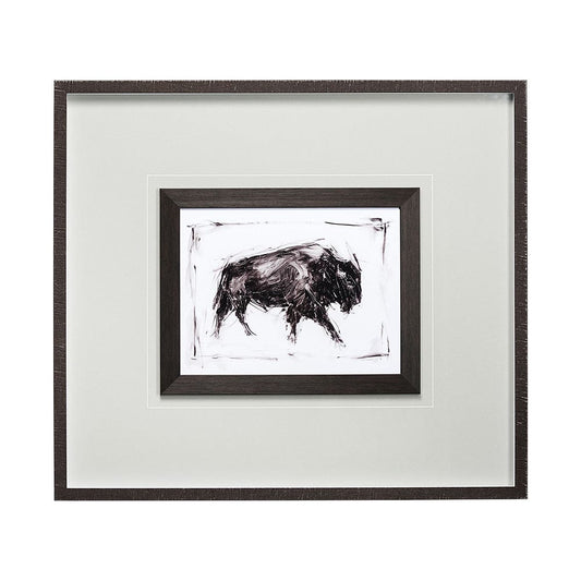 Mercana - Dynamic Bison I by Ethan Harper a Hand Embellished Textured Framed Art Print Matted under Glass - 13083 view 1