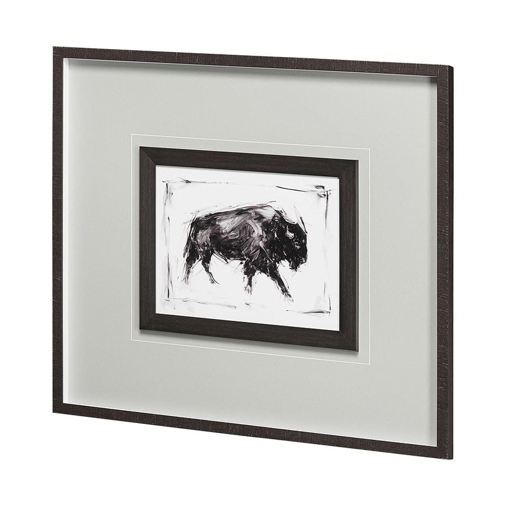 Mercana - Dynamic Bison I by Ethan Harper a Hand Embellished Textured Framed Art Print Matted under Glass - 13083 view 4