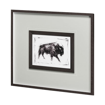 Mercana - Dynamic Bison I by Ethan Harper a Hand Embellished Textured Framed Art Print Matted under Glass - 13083 view 4