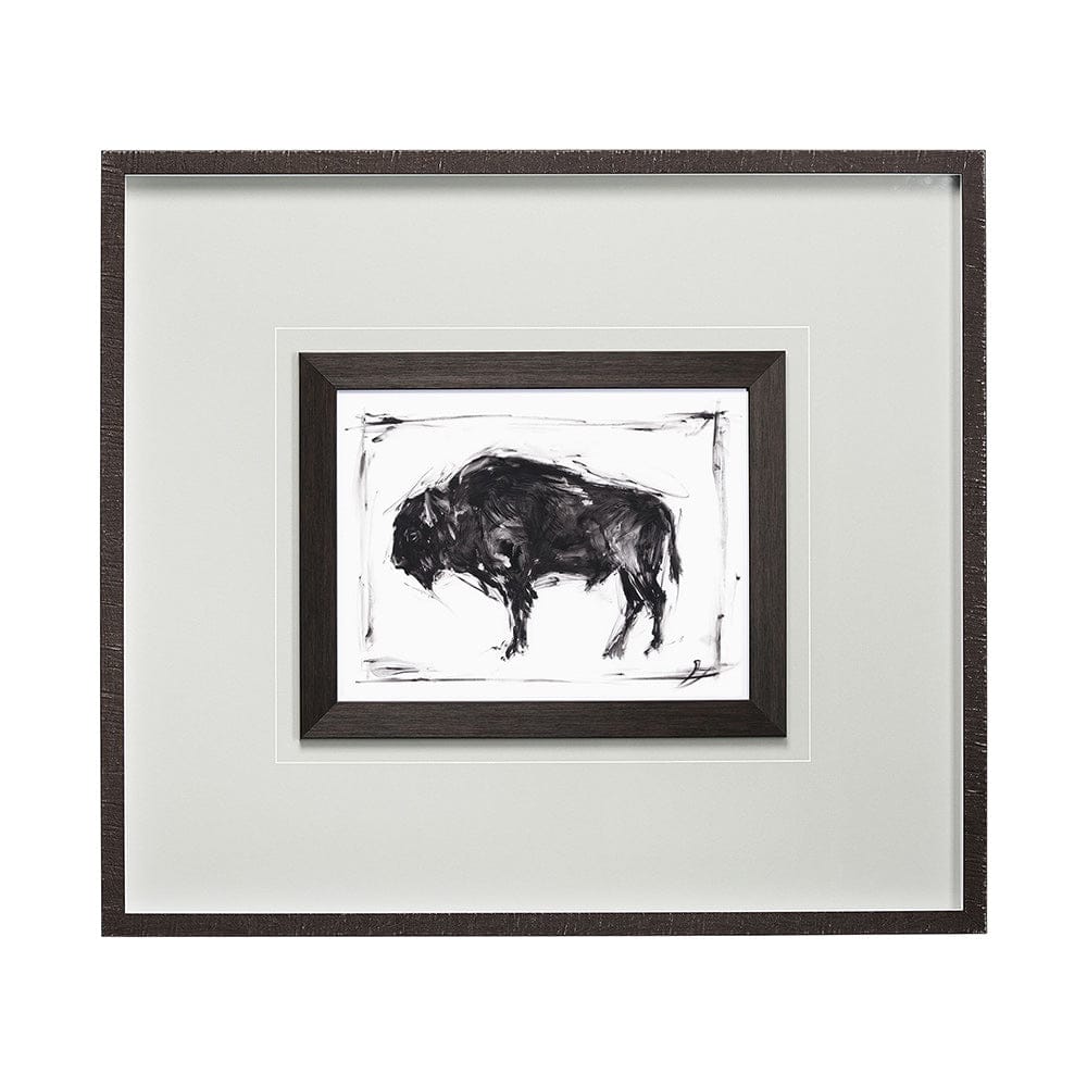 Mercana - Dynamic Bison II by Ethan Harper a Hand Embellished Textured Framed Art Print Matted under Glass - 13084 view 1