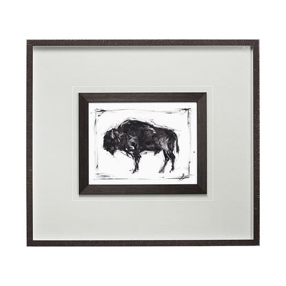 Mercana - Dynamic Bison II by Ethan Harper a Hand Embellished Textured Framed Art Print Matted under Glass - 13084 view 1