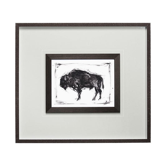 Mercana - Dynamic Bison II by Ethan Harper a Hand Embellished Textured Framed Art Print Matted under Glass - 13084 view 1