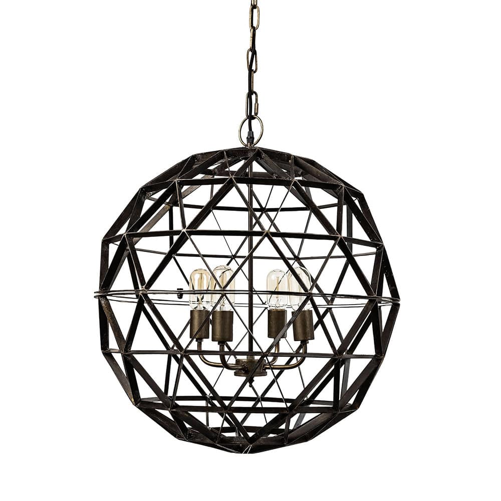 Mercana - Dyson II 22.5"D Black Metal Triangular Orb Four Bulb Chandelier - 67956_CLOSEOUT view 1