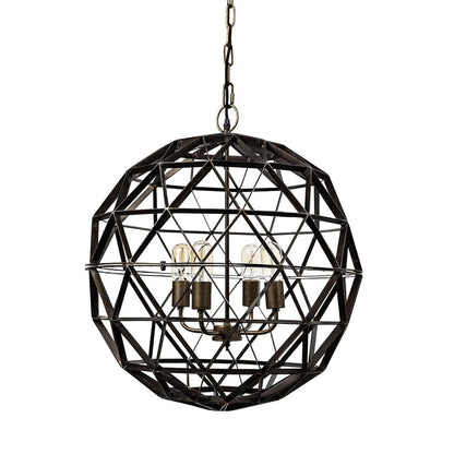 Mercana - Dyson II 22.5"D Black Metal Triangular Orb Four Bulb Chandelier - 67956_CLOSEOUT view 1
