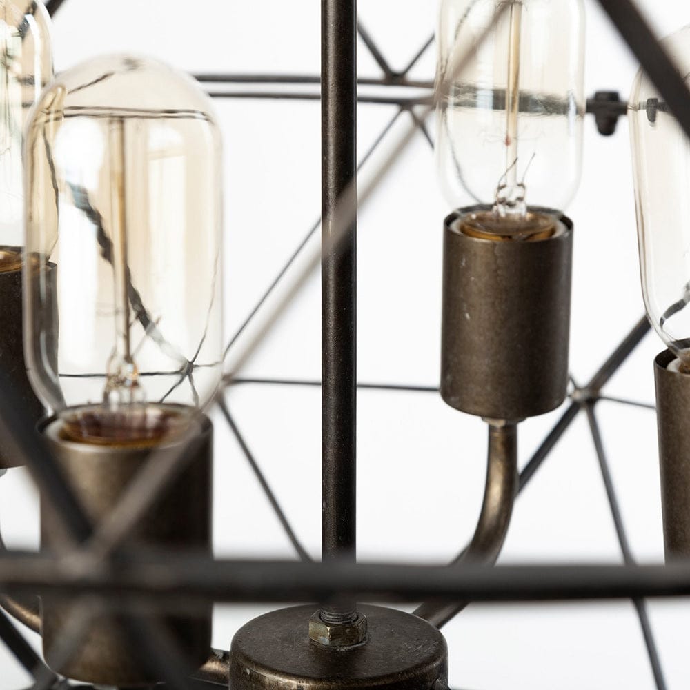 Mercana - Dyson II 22.5"D Black Metal Triangular Orb Four Bulb Chandelier - 67956_CLOSEOUT view 6