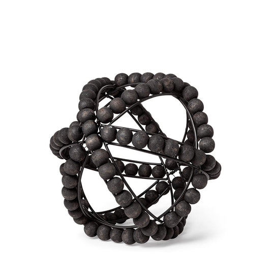 Mercana - Earnhardt I Small 9L x 9W Black Wooden Beaded Orb - 68678_CLOSEOUT view 1